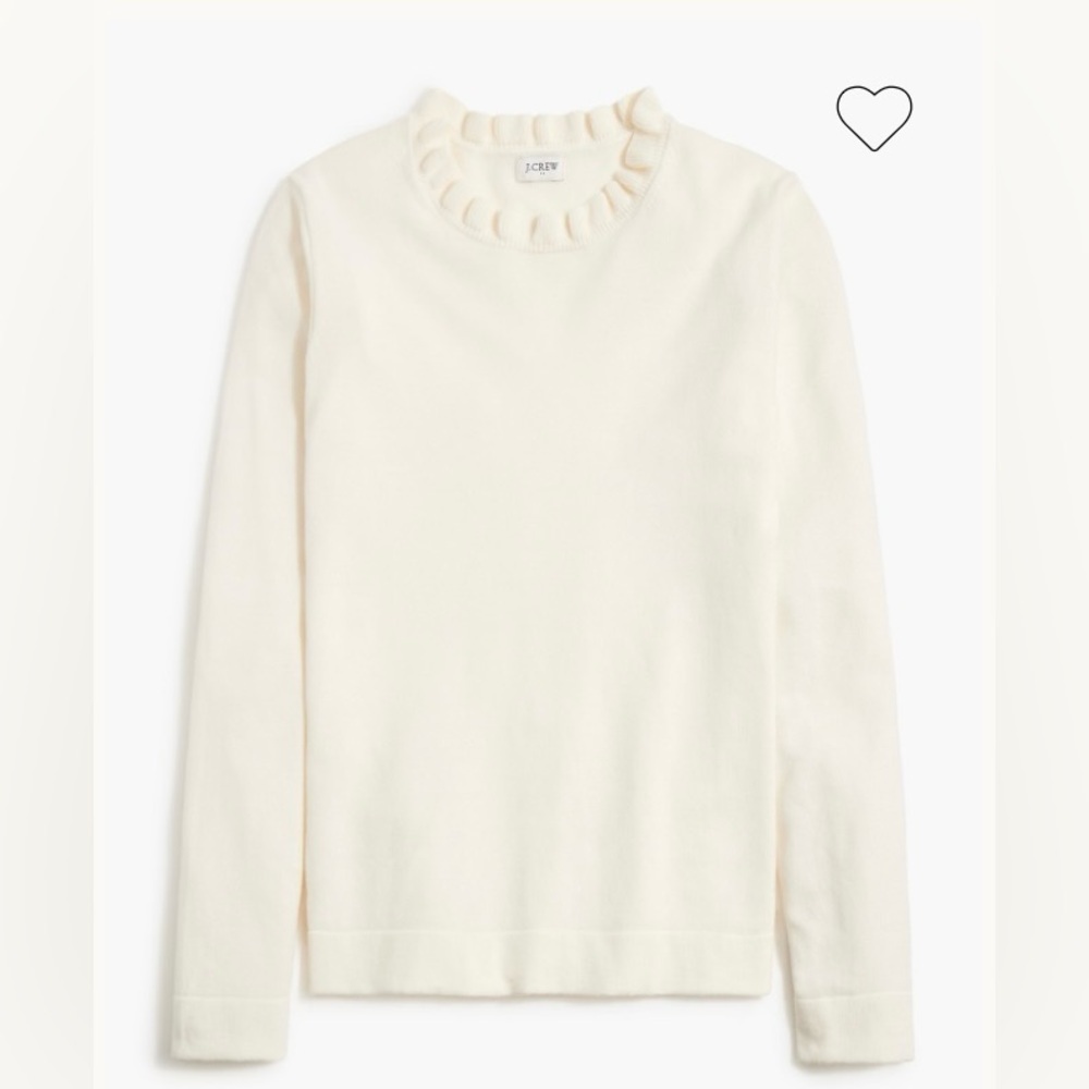 J Crew cotton ruffle neck sweater ivory - Picture 1 of 4
